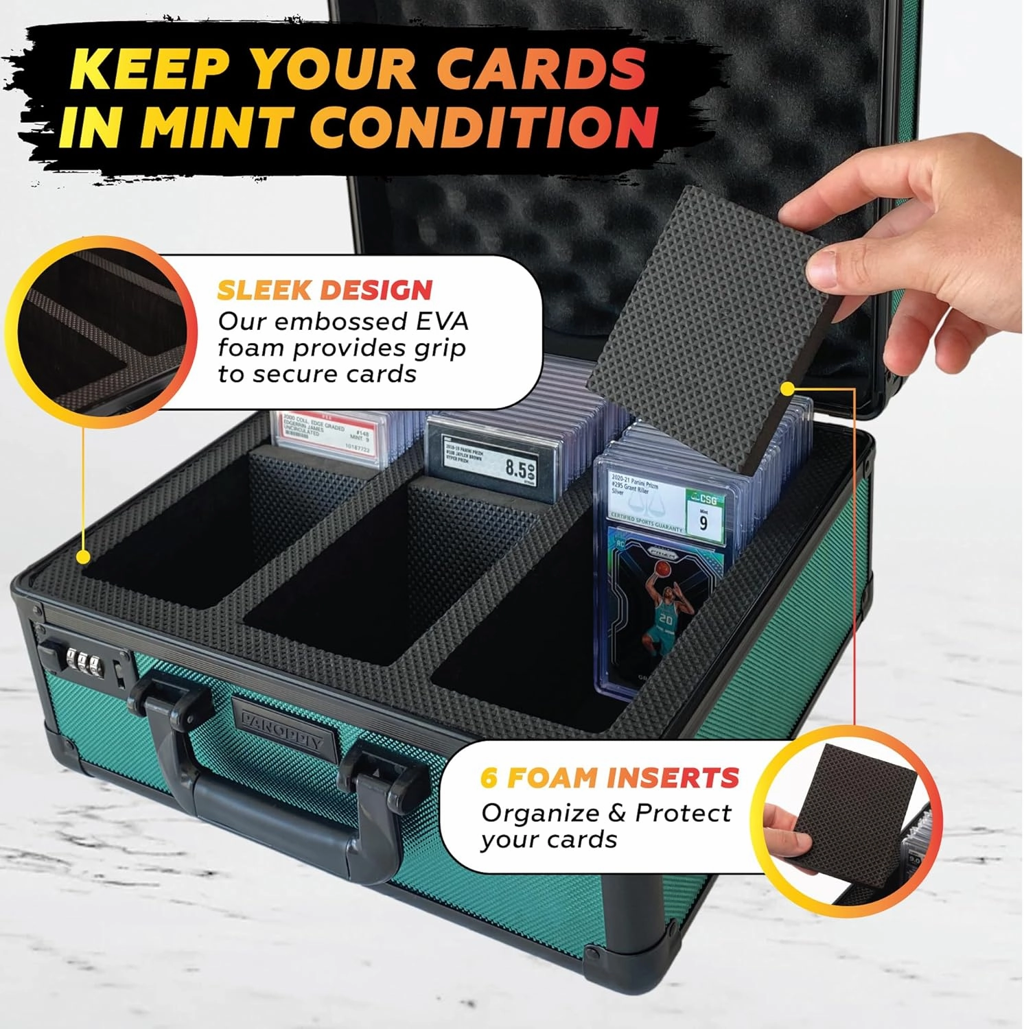 SLAB ARMOR FUSION 120  3 Row Psa Graded Card Storage Box Graded Card Case Psa Slab Case for Graded Cards Psa Card Case Baseball Card Cases for Sports Cards Storage (Green)
