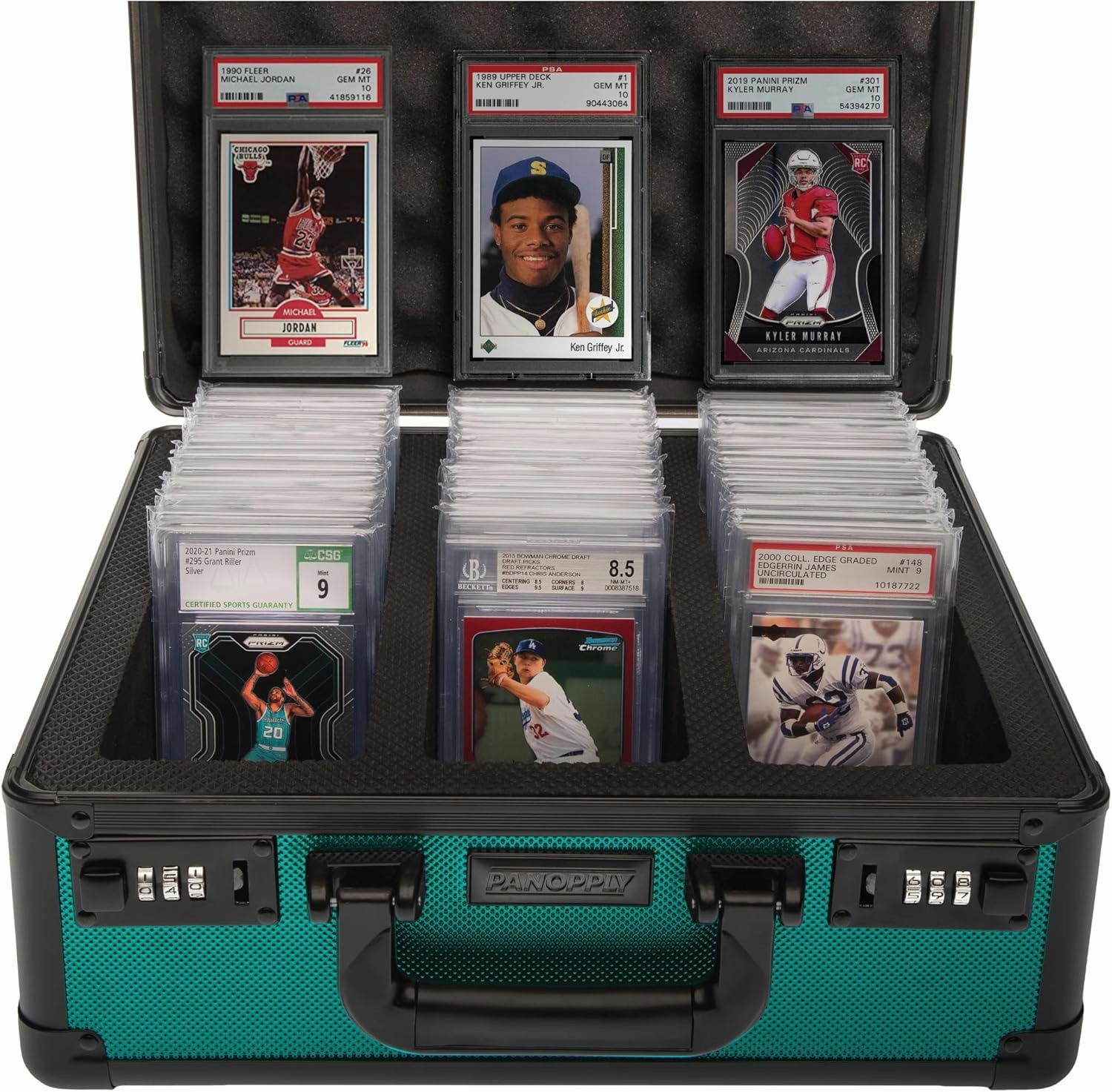 SLAB ARMOR FUSION 120  3 Row Psa Graded Card Storage Box Graded Card Case Psa Slab Case for Graded Cards Psa Card Case Baseball Card Cases for Sports Cards Storage (Green)