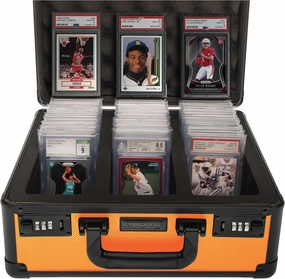 SLAB ARMOR FUSION 120  3 Row Psa Graded Card Storage Box Graded Card Case Psa Slab Case for Graded Cards Psa Card Case Baseball Card Cases for Sports Cards Storage (ORANGE)