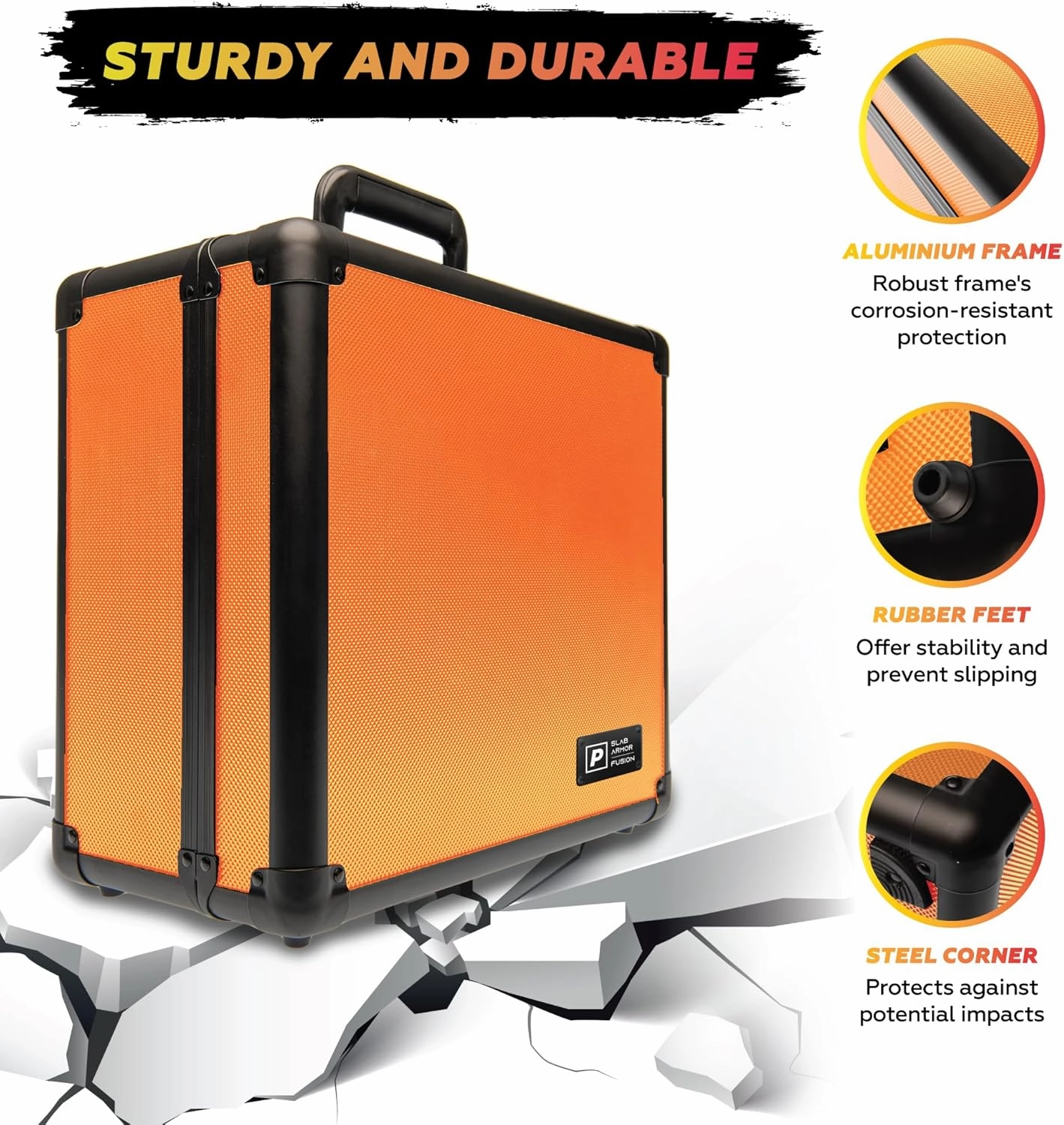 SLAB ARMOR FUSION 160  4 Row Psa Graded Card Storage Box Graded Card Case Psa Slab Case for Graded Cards Baseball Card Cases for Sports Cards Storage (ORANGE)