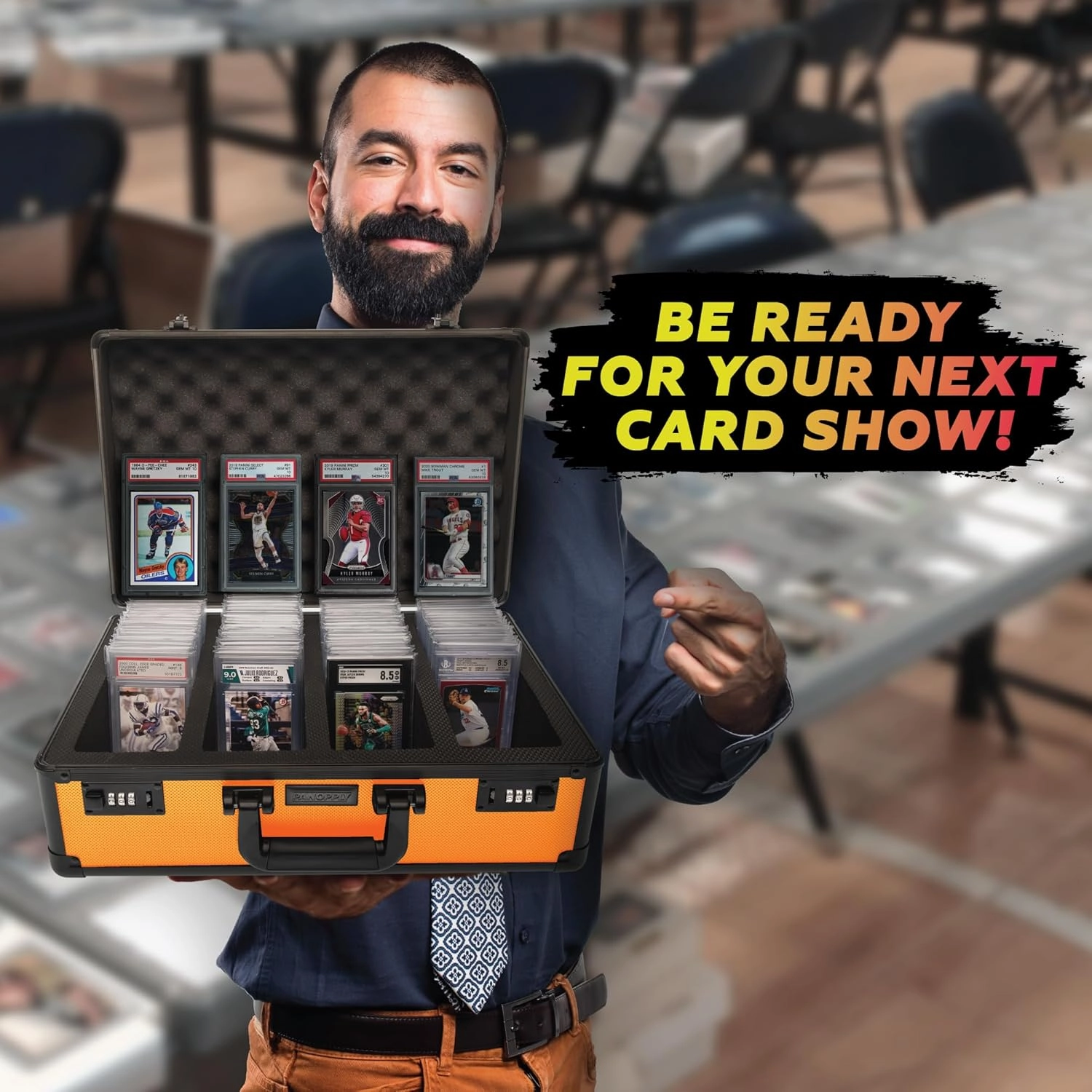 SLAB ARMOR FUSION 160  4 Row Psa Graded Card Storage Box Graded Card Case Psa Slab Case for Graded Cards Baseball Card Cases for Sports Cards Storage (ORANGE)