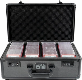 Slab Safe Premium Trading Card Storage Box - 4 Row Lockable Sports Card Case with Laser Cut Foam Interior - Holds up to 144 PSA Graded Card Slabs (4 Rows)