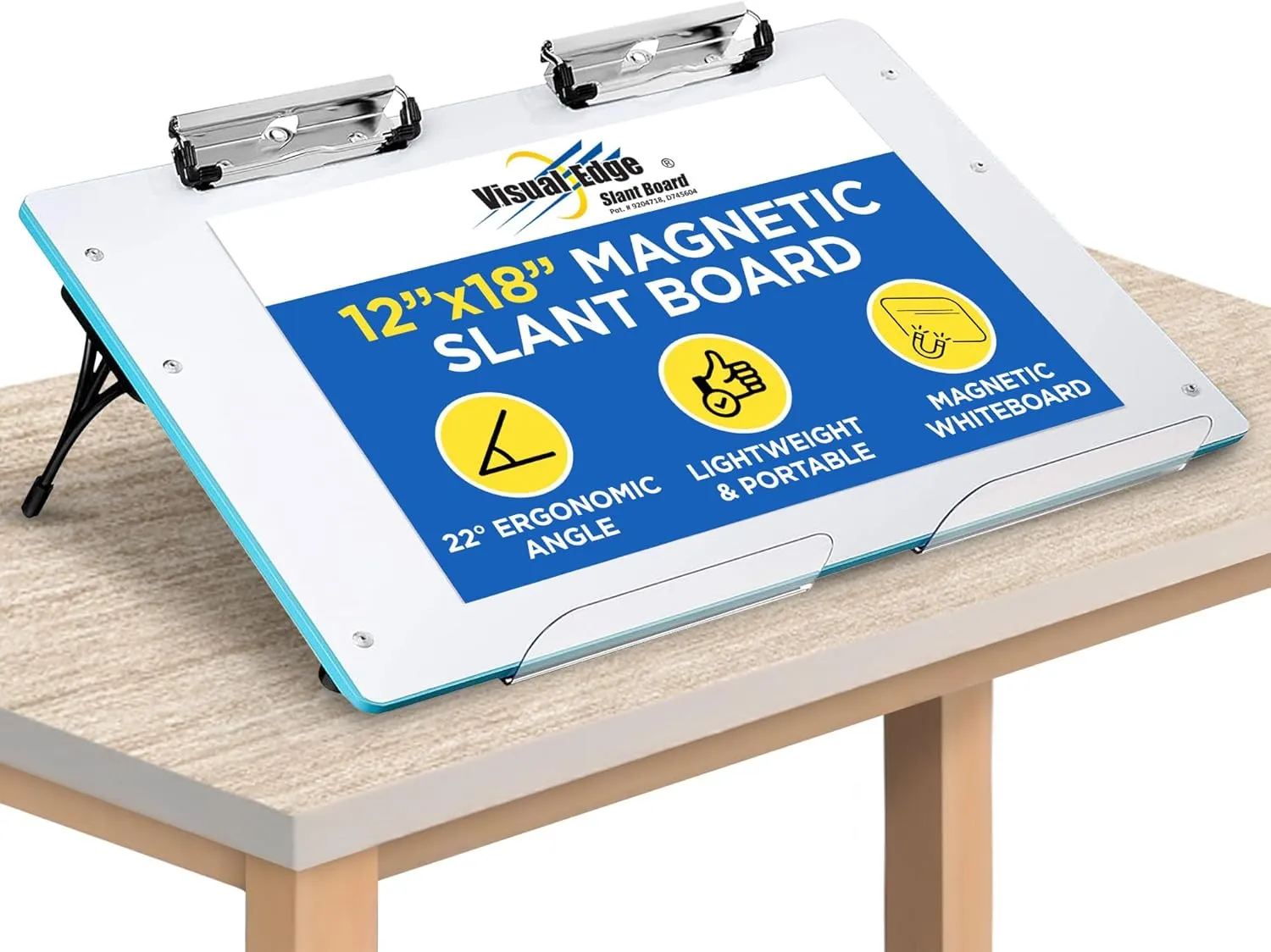 Slant Board for Writing – Adjustable Magnetic Whiteboard & 22° Angle Ergonomic Desk for Reading, Writing, Drawing and Studying – Portable Tabletop Stand for Students and Teachers - Blue