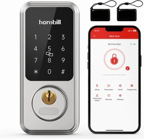 Smart Front Door Locks Deadbolt: Hornbill Keyless Entry Door Lock, Electronic Digital Door Lock with Keypad, Bluetooth Smart Deadbolt App Control, Auto Lock for Homes and Hotel