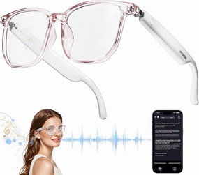 Smart Glasses with AI,Bluetooth Glasses with 110  Translation,Smart Glasses for Men&Woman,Multifunctional Bluetooth Glasses for Men (White)