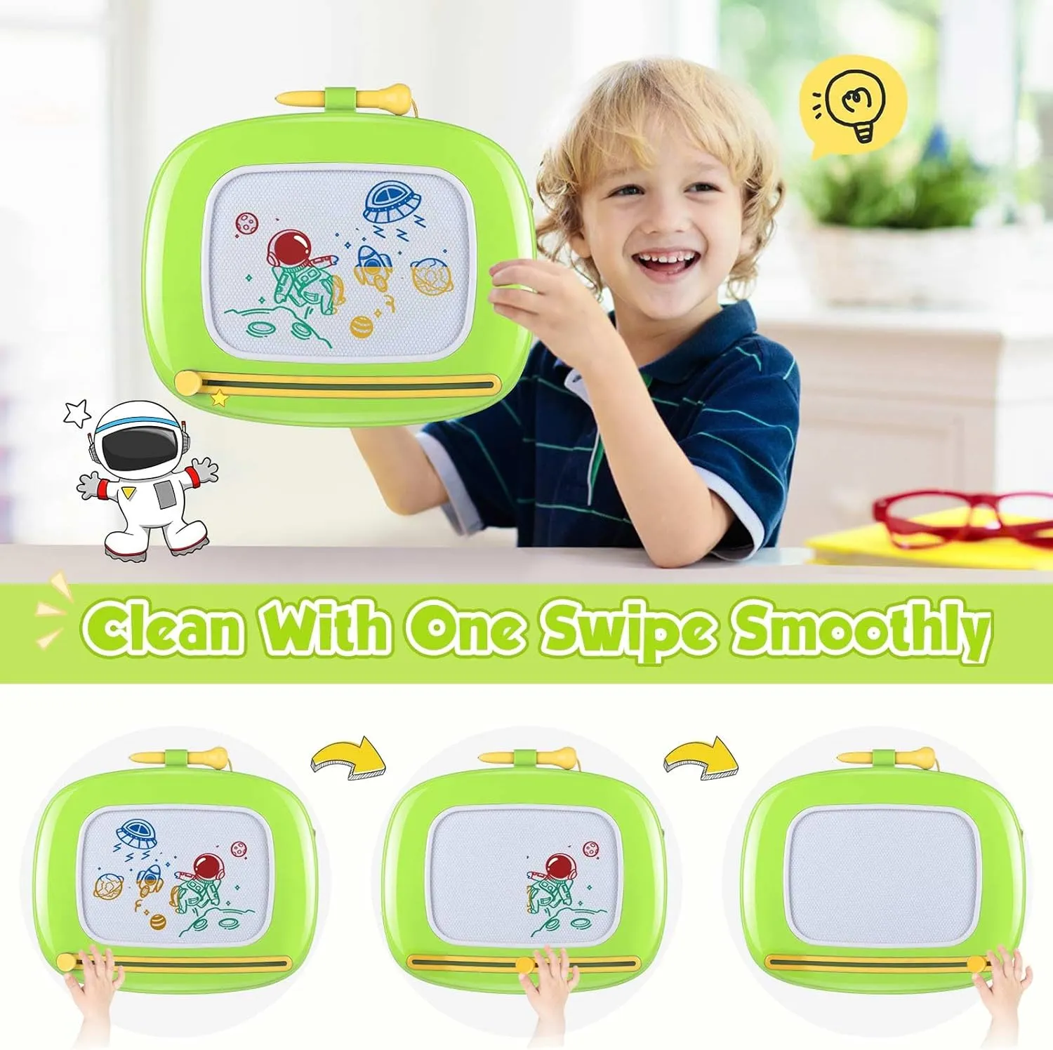 Smasiagon Toddler Girl Boy Toys,Magnetic Drawing Board for Toddlers 1-3,Early Learning Doodle Board Writing Painting Sketch Pad, Birthday Easter Valentines Day Gifts for Kids 1 2 3 Year Old (Green)