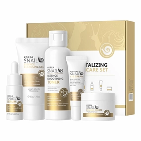Snail Essence Skin Care Set, 5 In 1 Skincare Routine Set with Cleanser, Toner, Serum, Eye Cream, Face Cream, Long-Lasting Moisturizing Facial Care Kit Mother's Day Birthday Gifts for Women