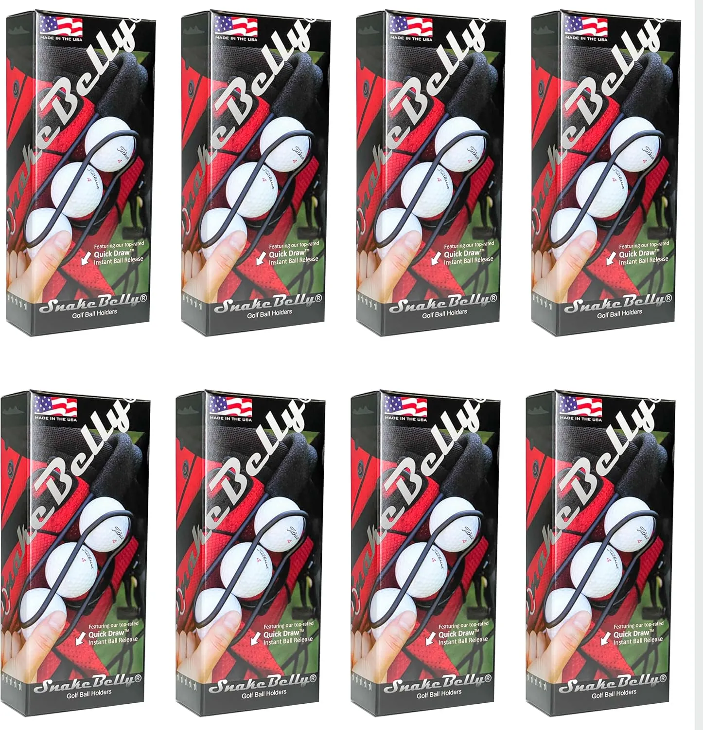 Snakebelly Golf Ball Holder with Quick-draw Release 8-pack