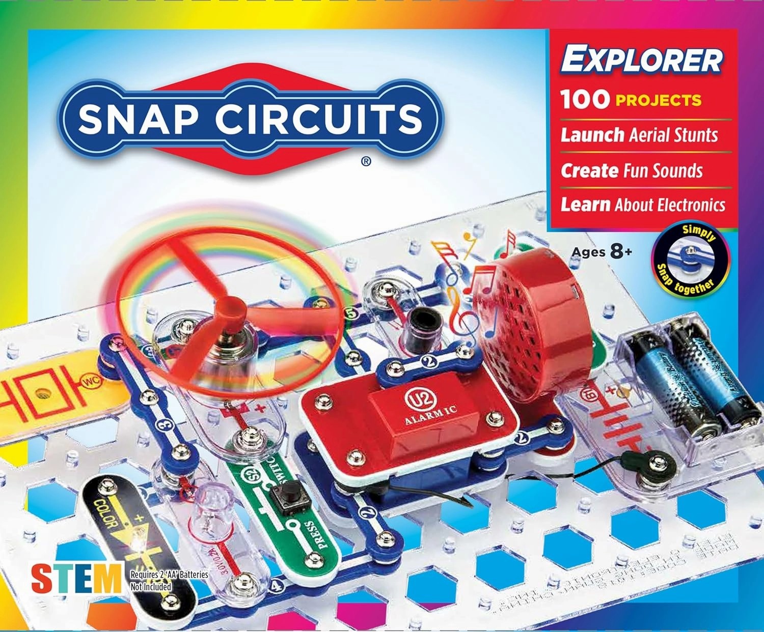 Snap Circuits Jr. SC-100 Electronics Exploration Kit, Over 100 Projects, Full Color Project Manual, 28 Parts, STEM Educational Toy for Kids 8  