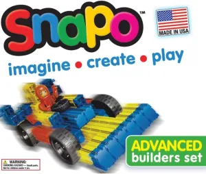 Snapo: Advanced Builder's Kit - 300 pcs - Colorful Blocks, Wheels, Connect All 6 Sides, 3D Building Toy, Snap-Slide-Rotate, Construction, Kids Ages 3 