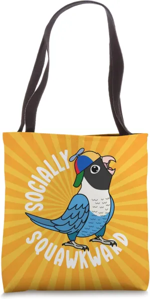 Socially Squawkward Parrot I Blue-masked Lovebird Tote Bag