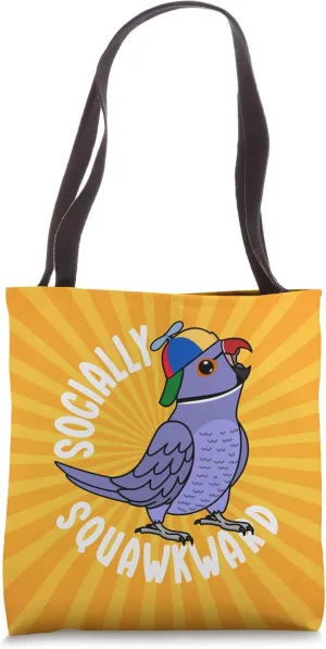 Socially Squawkward Parrot I Violet Indian Ringneck Tote Bag