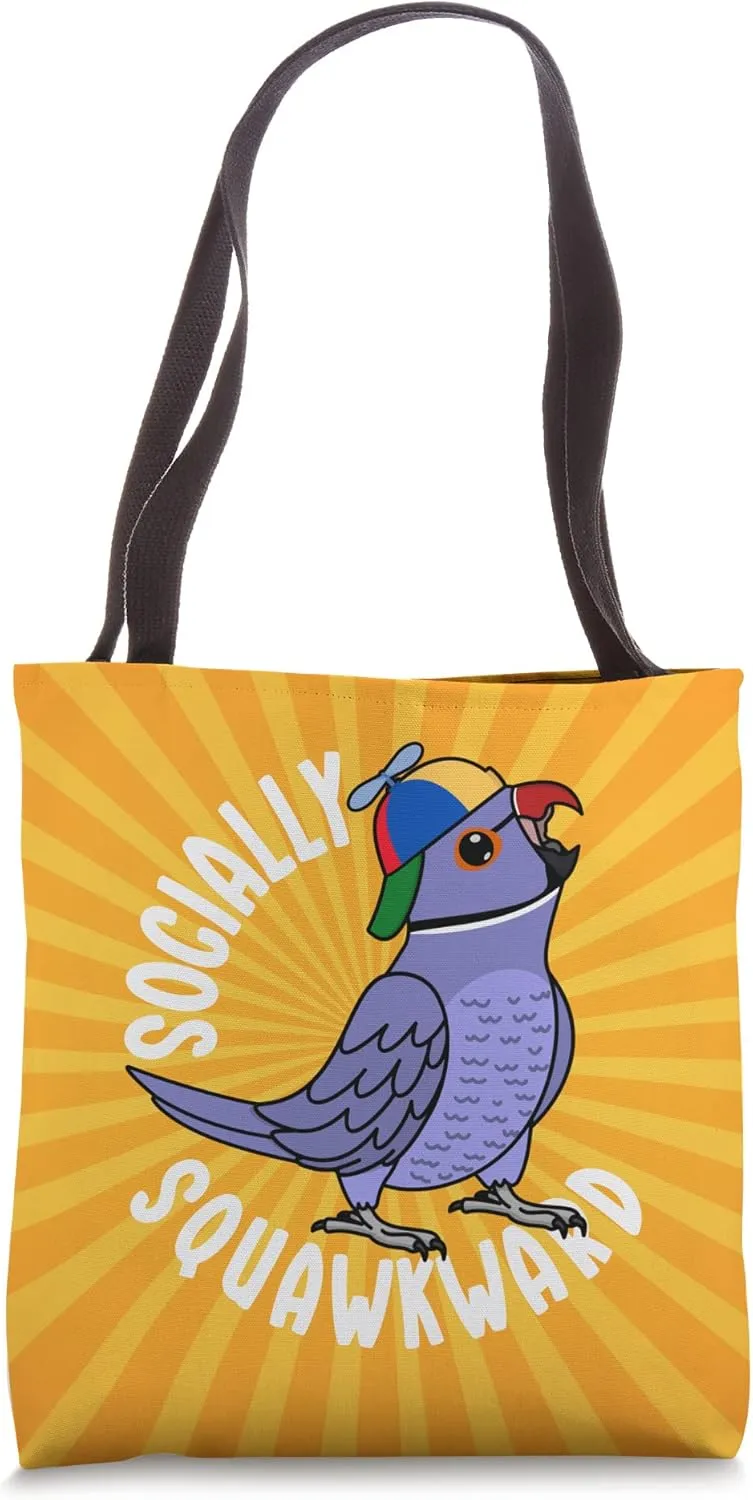 Socially Squawkward Parrot I Violet Indian Ringneck Tote Bag
