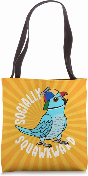 Socially Squawkward Parrot I Blue Indian Ringneck Tote Bag