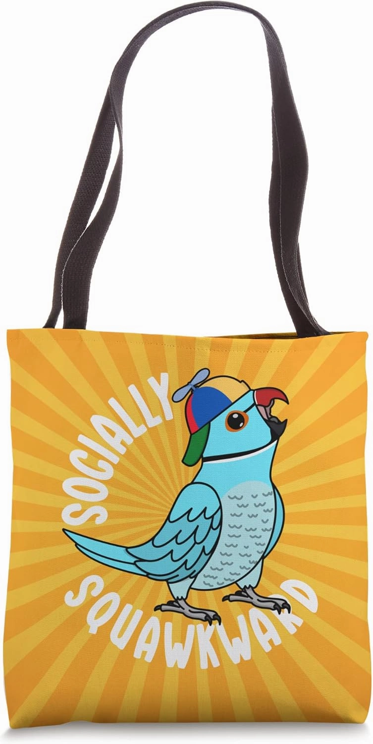 Socially Squawkward Parrot I Blue Indian Ringneck Tote Bag