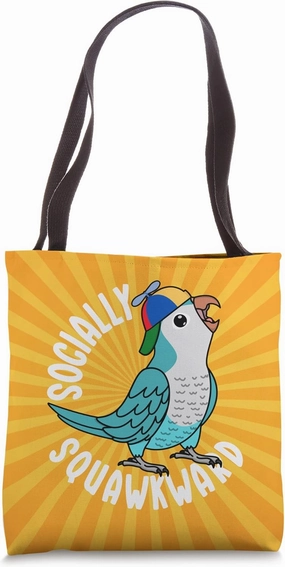 Socially Squawkward Parrot I Blue Monk Parakeet Quaker Tote Bag
