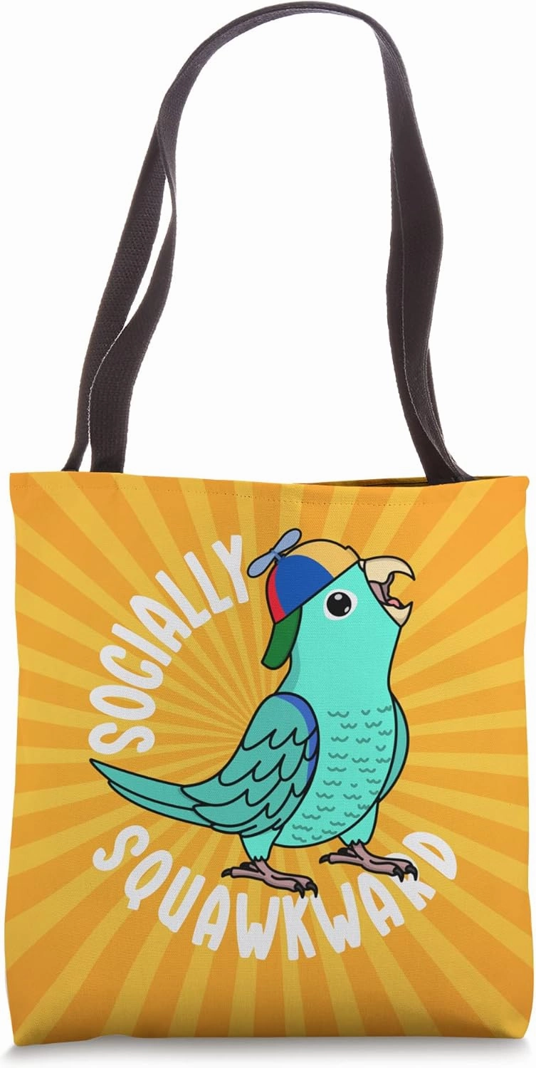 Socially Squawkward Parrot I Turquoise Parrotlet Tote Bag