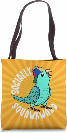 Socially Squawkward Parrot I Turquoise Parrotlet Tote Bag