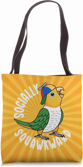 Socially Squawkward Parrot I White-bellied Caique Tote Bag
