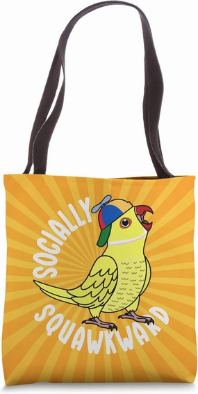 Socially Squawkward Parrot I Yellow Indian Ringneck Tote Bag