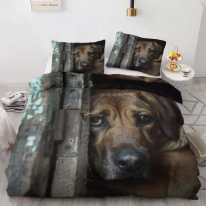 Soft Microfiber Dog Duvet Cover Cal King Size 3D Animal Bedding Set - 3-Piece with Zipper, 2 Pillowcases - Patterned Comforter Cover for Boy and Girl Bedroom Decoration
