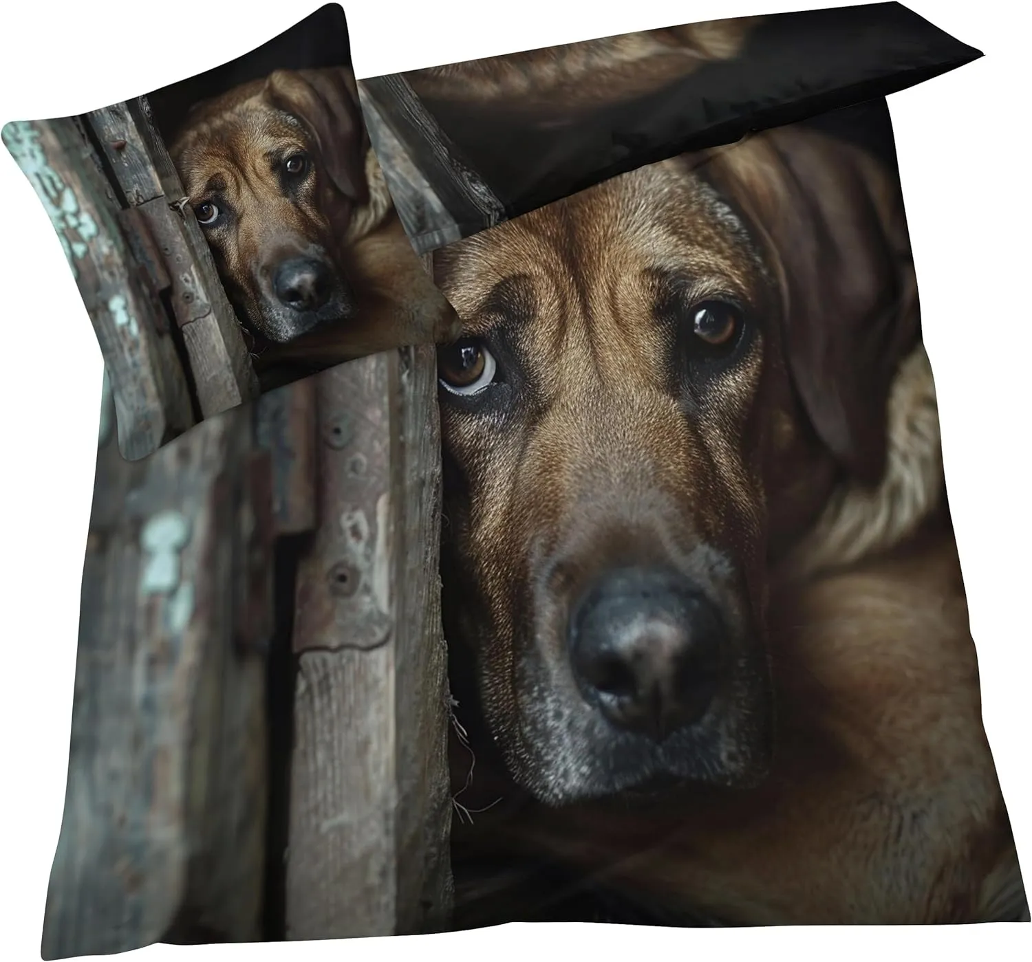 Soft Microfiber Dog Duvet Cover Cal King Size 3D Animal Bedding Set - 3-Piece with Zipper, 2 Pillowcases - Patterned Comforter Cover for Boy and Girl Bedroom Decoration