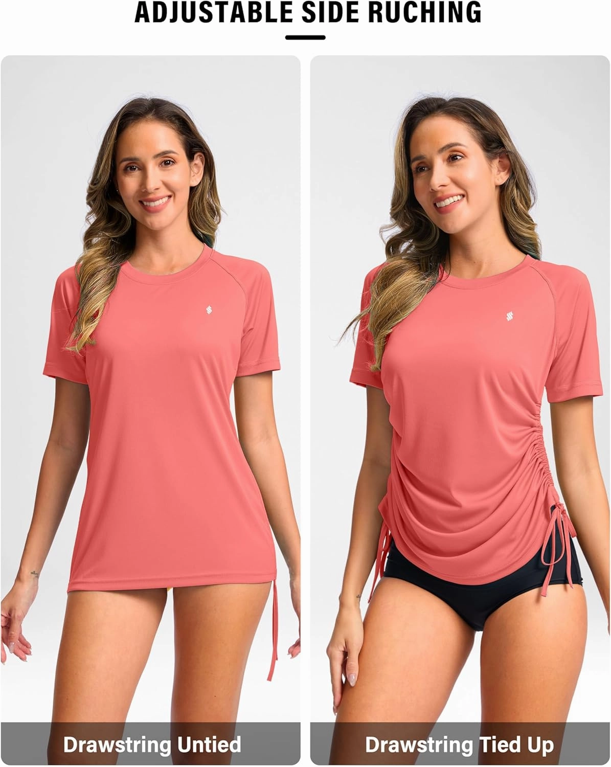 Soothfeel Women's Swim Shirt UPF 50  Short Sleeve Rash Guard SPF UV Sun Protection Swimming Swimsuit Bathing Suit Top Only