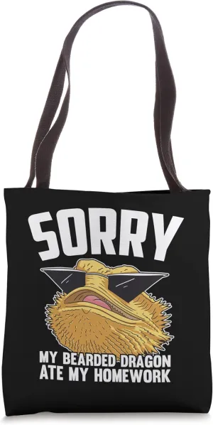 Sorry My Bearded Dragon Ate My Homework Funny Student Lizard Tote Bag