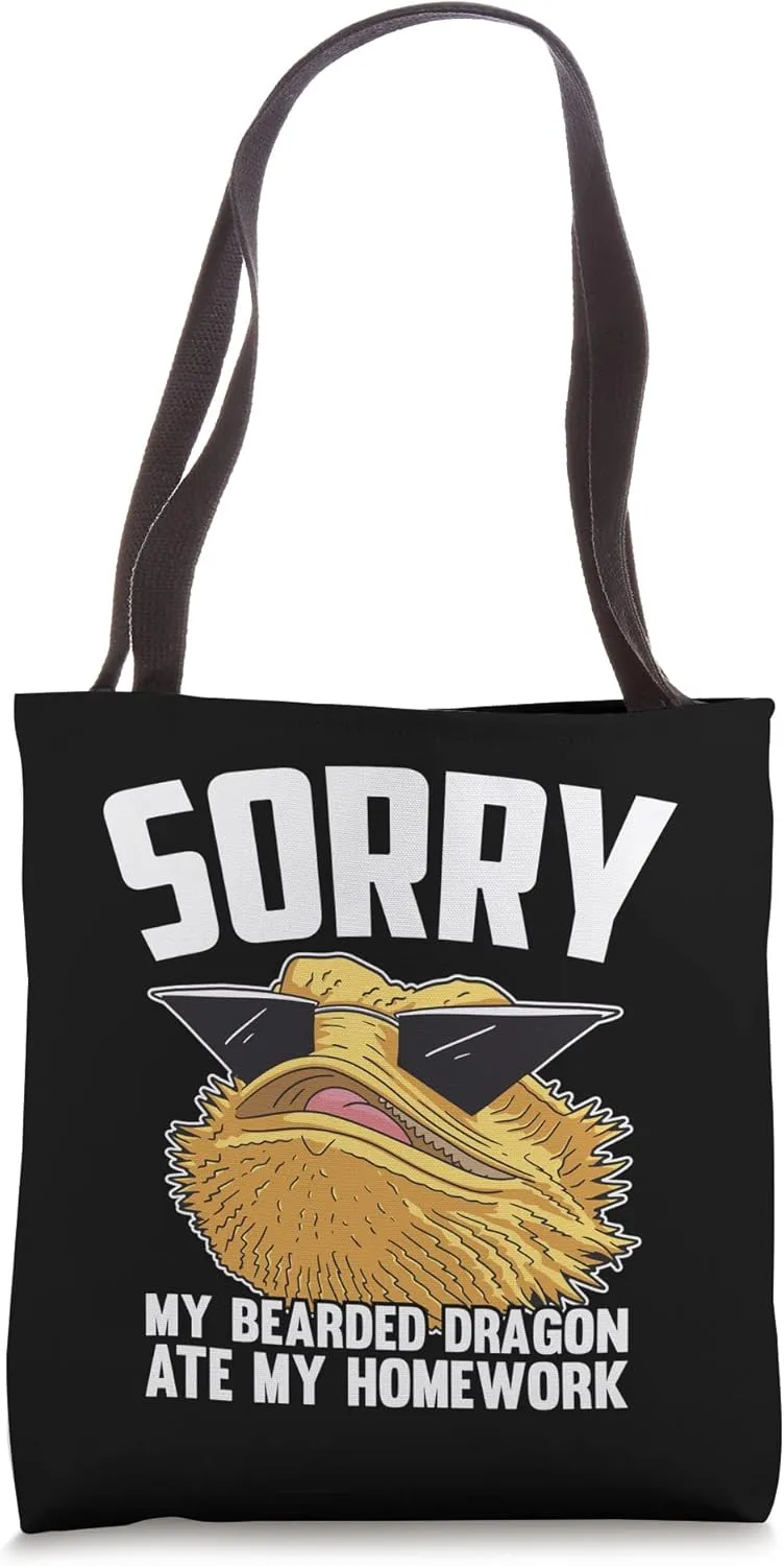 Sorry My Bearded Dragon Ate My Homework Funny Student Lizard Tote Bag