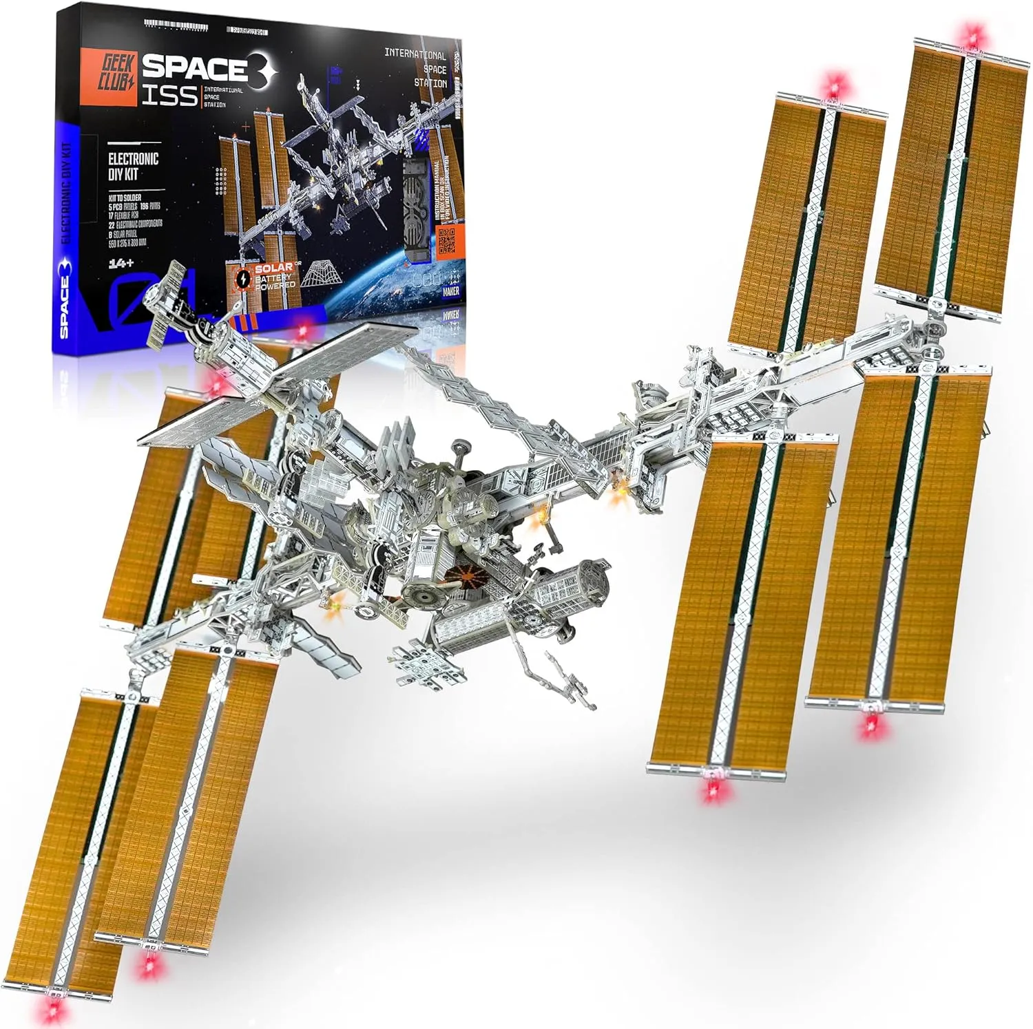 Space-O DIY Science Kit - Solar Powered International Space Station Electronic Science Kits - Educational Model Kits for 14  Year Old Teens - Smart Science Toys Gifts for Teenagers, Adults