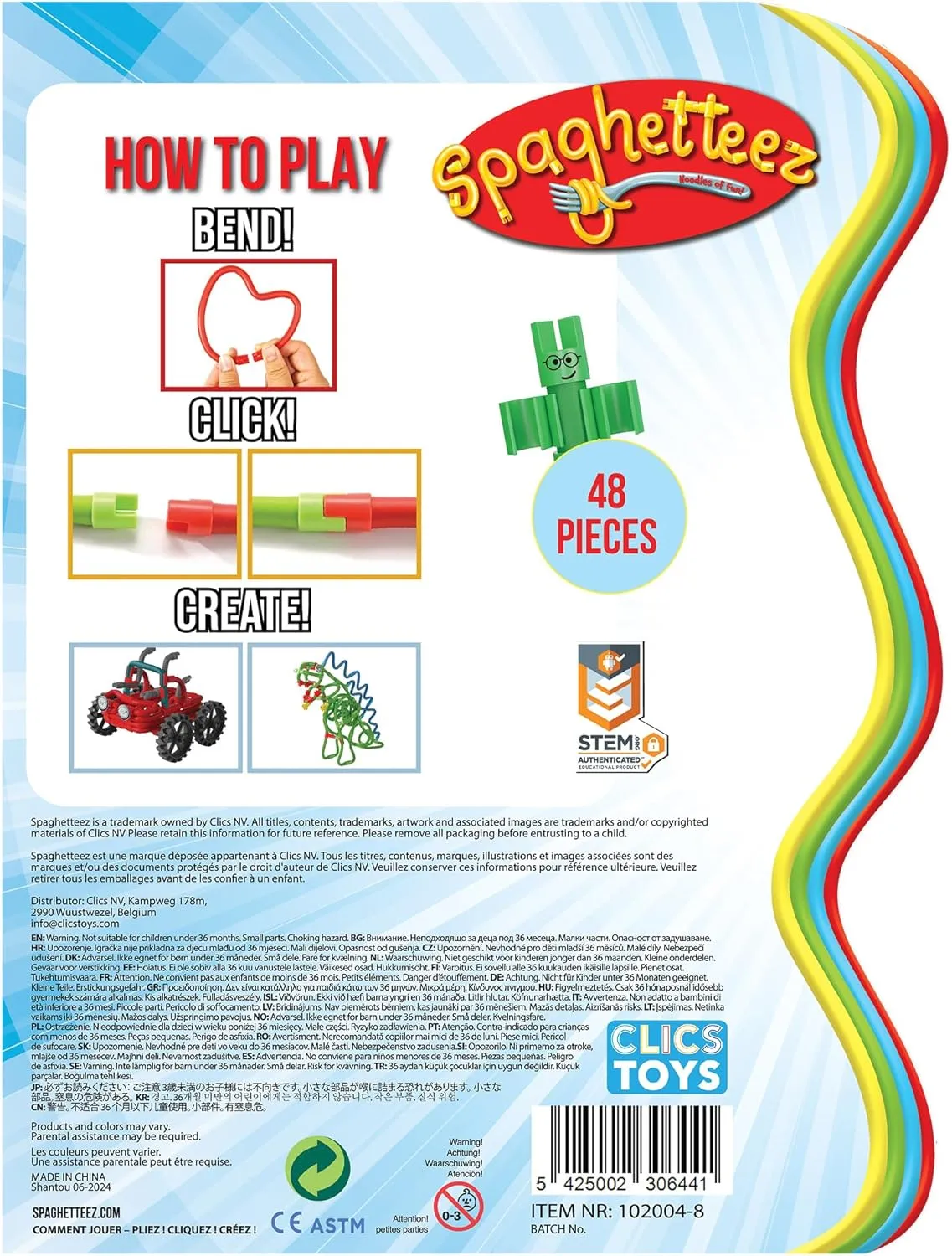spaghetteez Ele-Flex – Creative and Connectable Elephant Toy for Children – Flexible, Bendable Construction Set – Enhances Problem-Solving Skills, Creativity, and Educational Fun- Ideal for Age 5 