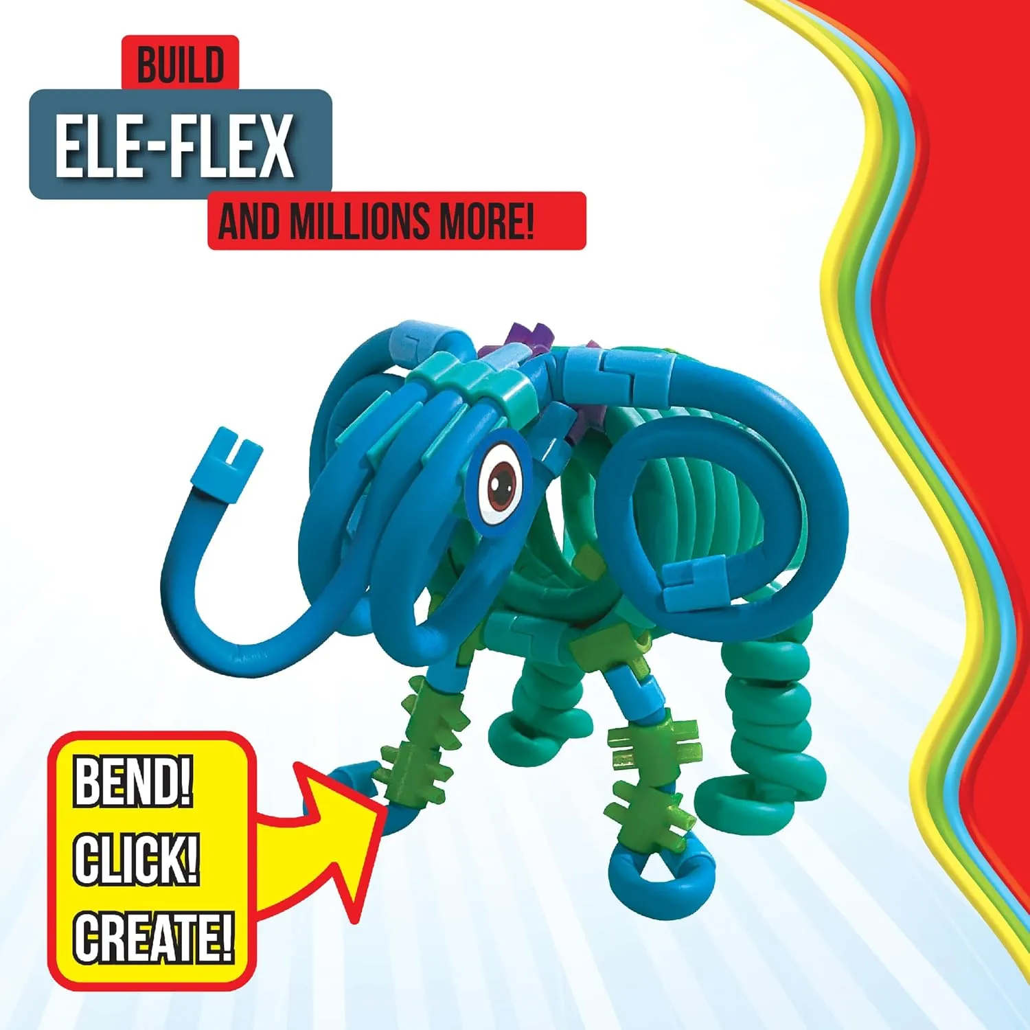 spaghetteez Ele-Flex – Creative and Connectable Elephant Toy for Children – Flexible, Bendable Construction Set – Enhances Problem-Solving Skills, Creativity, and Educational Fun- Ideal for Age 5 