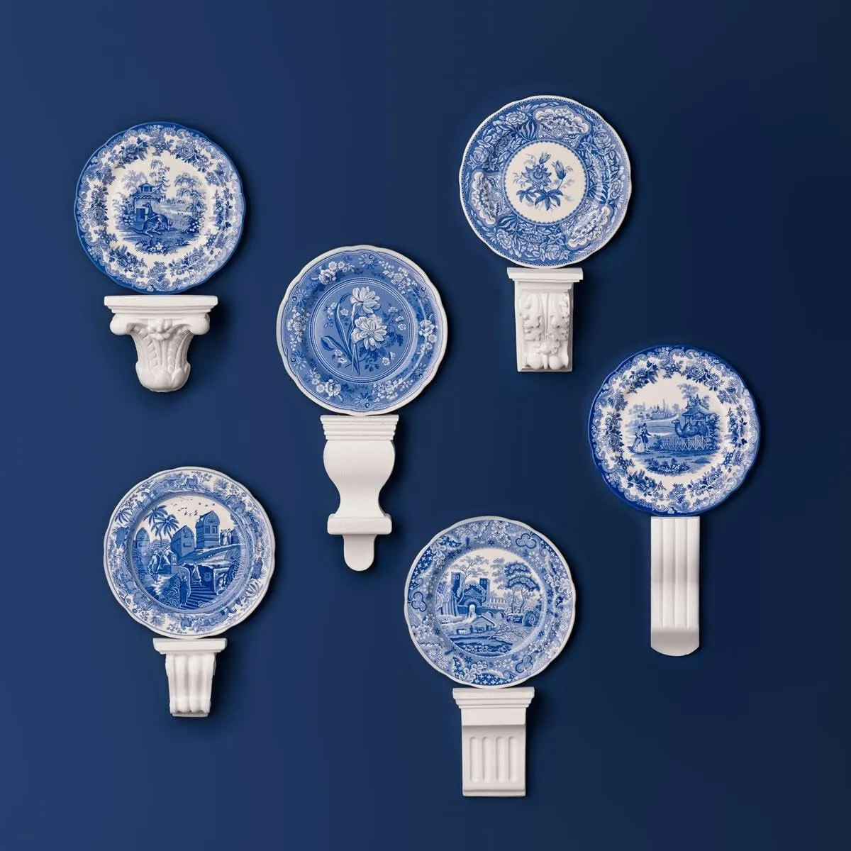 Spode Blue Room Collection Plates | Set of 6 | Dinner, Salad, Pasta, and Appetizer Plate | 10.5-Inch | Fine Earthenware | Microwave and Dishwasher Safe | Made in England (Zoological)