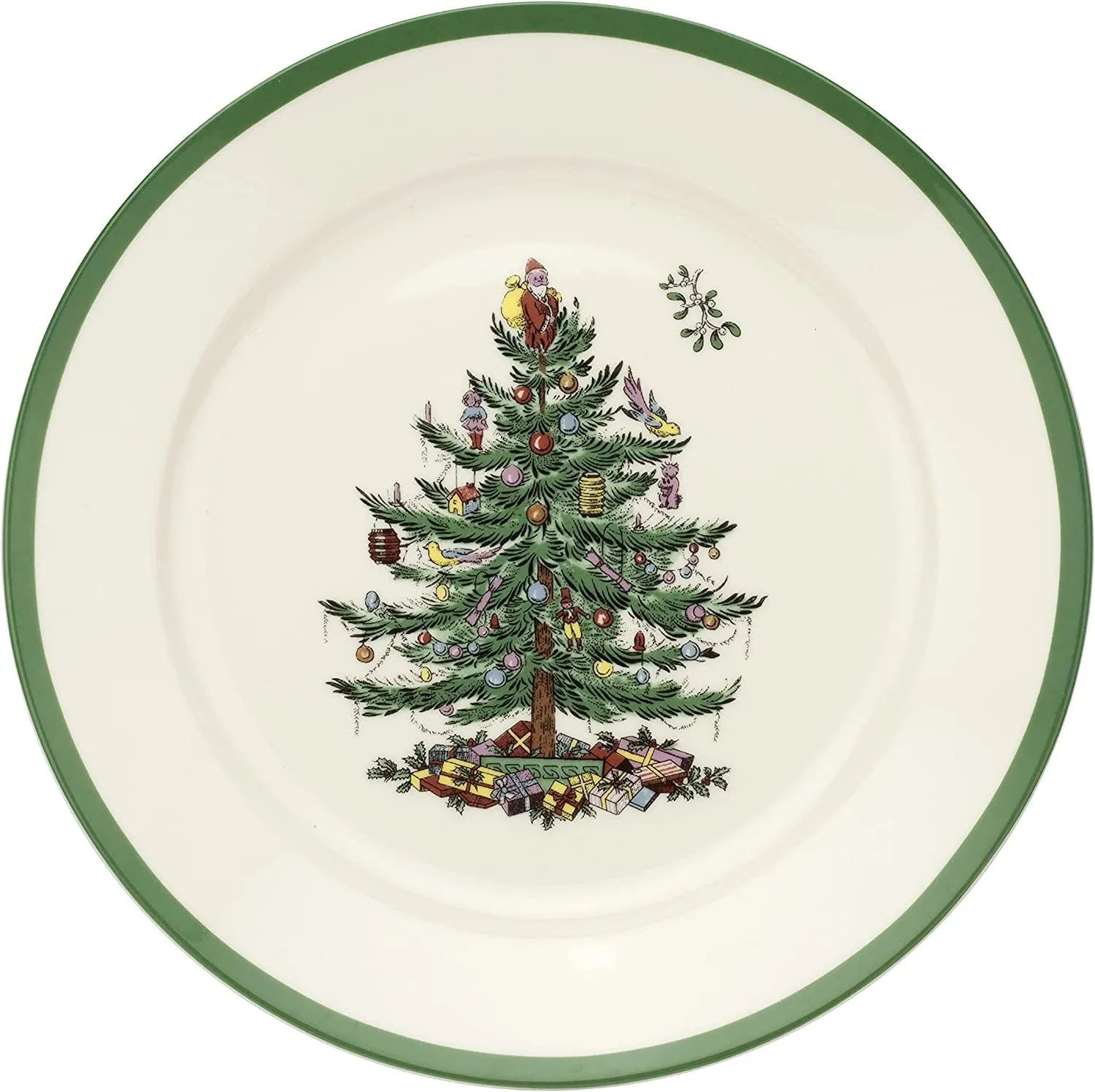 Spode Christmas Tree Luncheon Plate, 9-Inch Porcelain Dinner & Appetizer Plate, Holiday-Themed Serving Plate, Microwave & Dishwasher Safe, Festive Collectible Seasonal Dining Plate