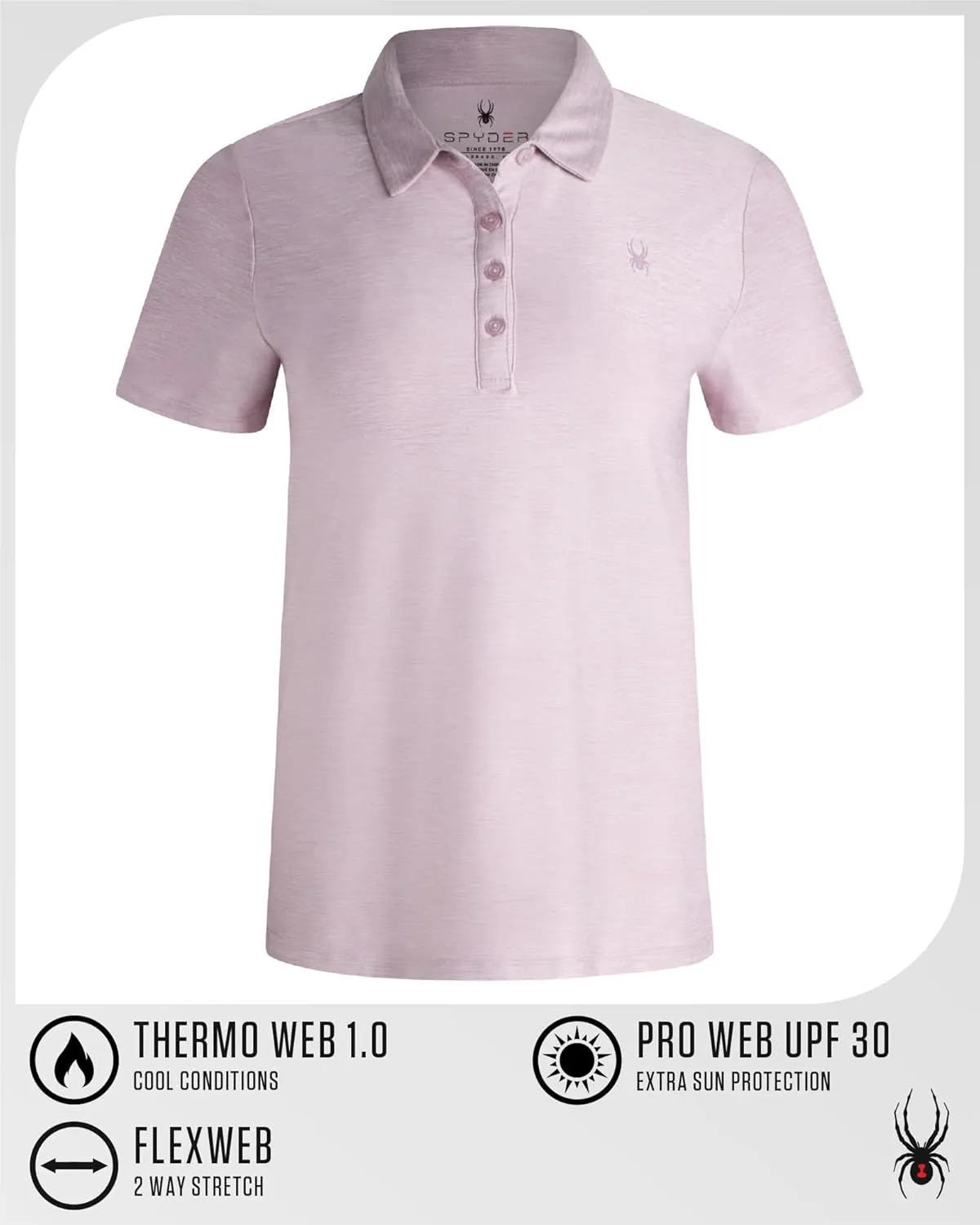 Spyder Womens Golf Shirt - Lightweight Moisture Wicking 4-Button Polo Shirts for Women with UPF 30  Sun Protection for Sports