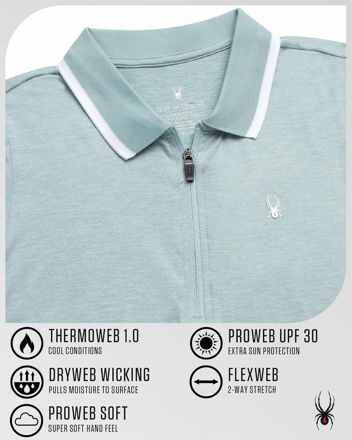 Spyder Womens Golf Shirt - Quarter Zip Golf Polo Tennis Top, UPF 30  Sun Protect Moisture Wicking Polo Shirts for Women