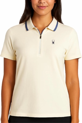 Spyder Womens Golf Shirt - Quarter Zip Golf Polo Tennis Top, UPF 30  Sun Protect Moisture Wicking Polo Shirts for Women