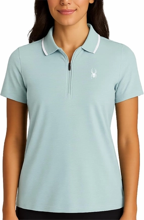 Spyder Womens Golf Shirt - Quarter Zip Golf Polo Tennis Top, UPF 30  Sun Protect Moisture Wicking Polo Shirts for Women