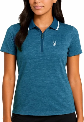 Spyder Womens Golf Shirt - Quarter Zip Golf Polo Tennis Top, UPF 30  Sun Protect Moisture Wicking Polo Shirts for Women
