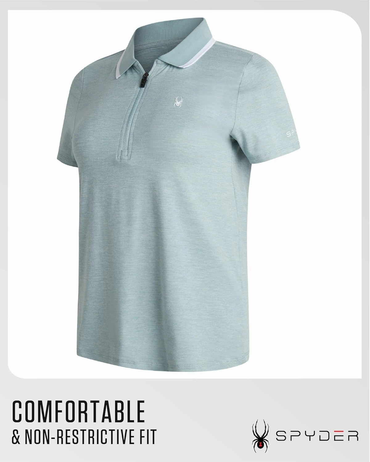 Spyder Womens Golf Shirt - Quarter Zip Golf Polo Tennis Top, UPF 30  Sun Protect Moisture Wicking Polo Shirts for Women