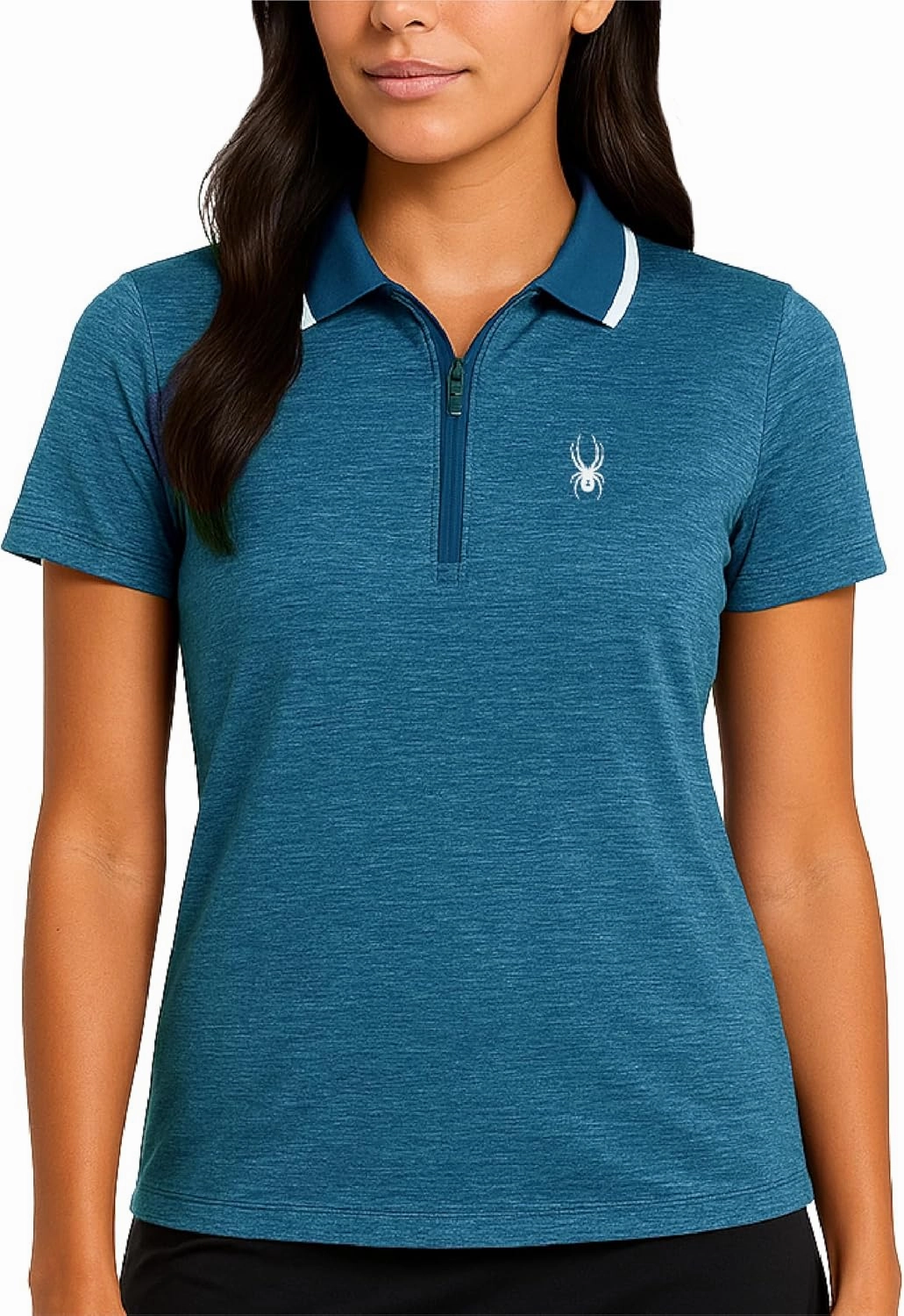 Spyder Womens Golf Shirt - Quarter Zip Golf Polo Tennis Top, UPF 30  Sun Protect Moisture Wicking Polo Shirts for Women
