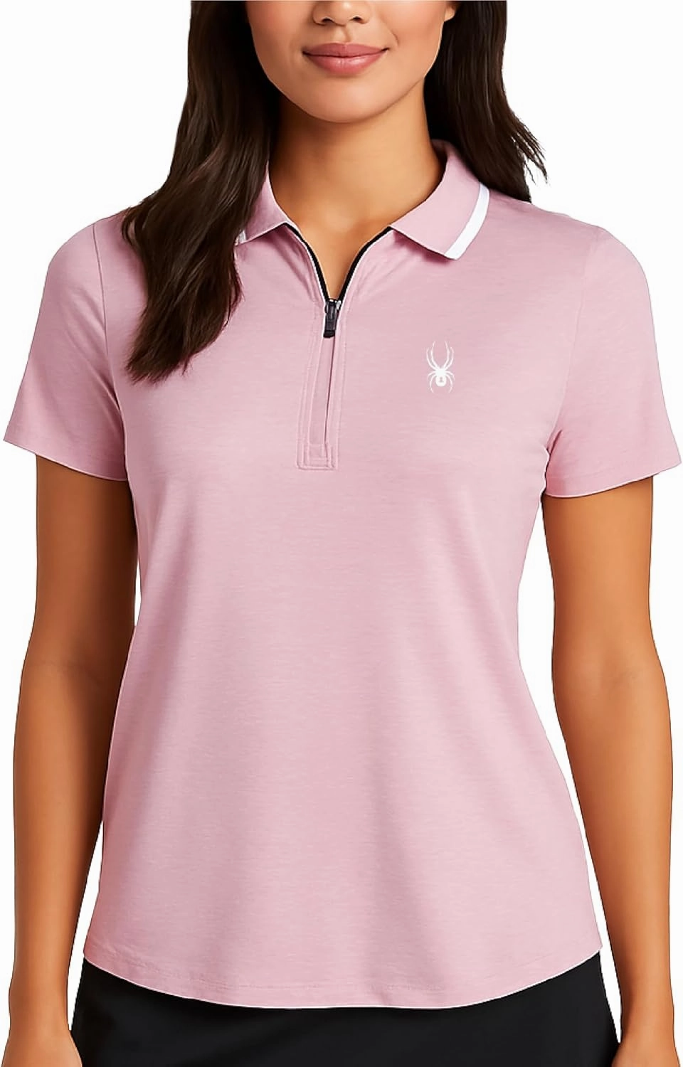 Spyder Womens Golf Shirt - Quarter Zip Golf Polo Tennis Top, UPF 30  Sun Protect Moisture Wicking Polo Shirts for Women