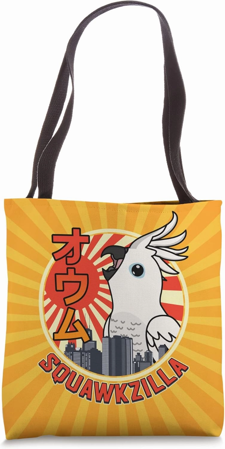 Squawkzilla Parrot I Screaming White Cockatoo Tote Bag