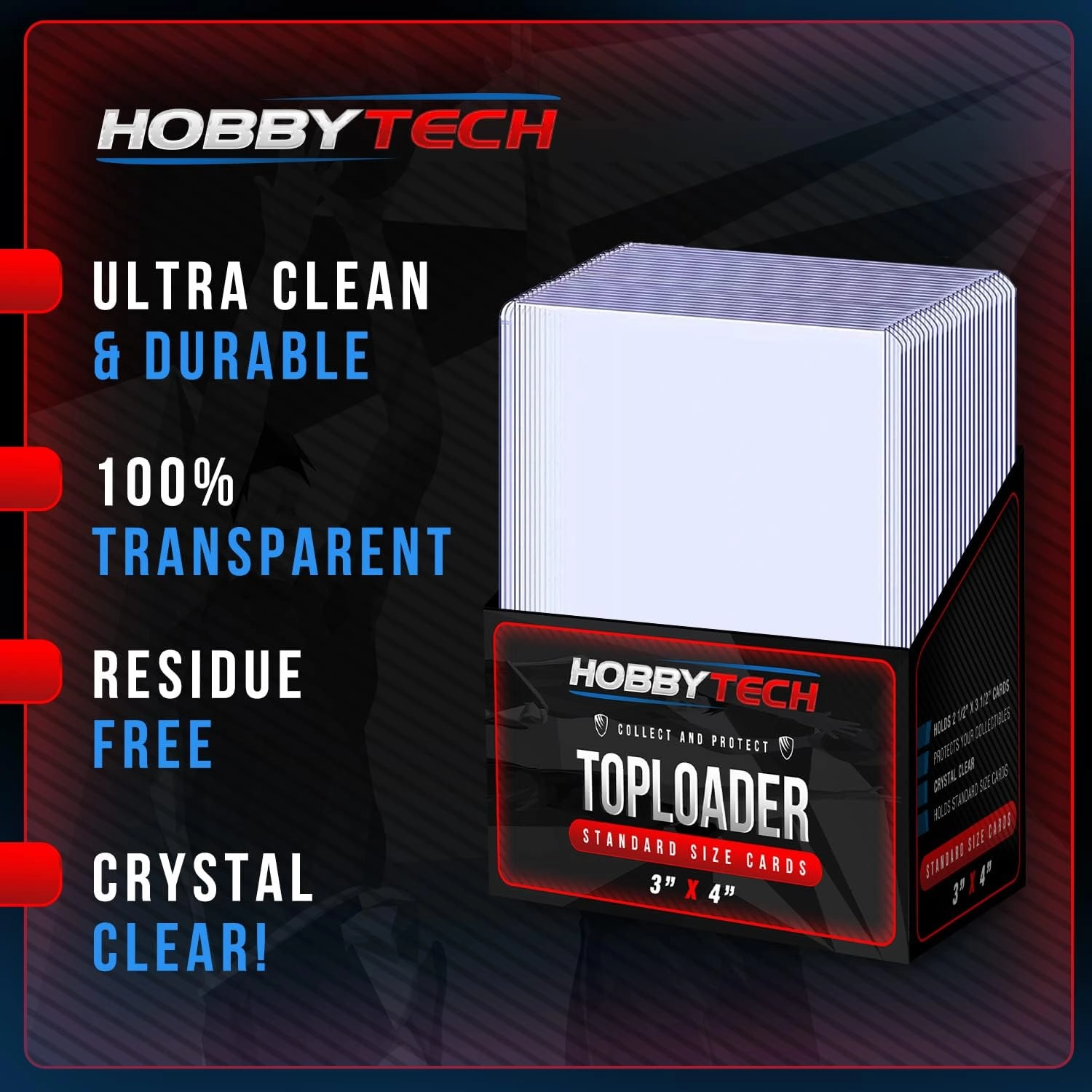 Standard Size Toploader Card Holder - Premium 3" x 4" Hard Plastic 35Pt Regular Top Loaders for Sports Cards, Pokemon, MTG, TCG, Yu-Gi-Oh & More (100)