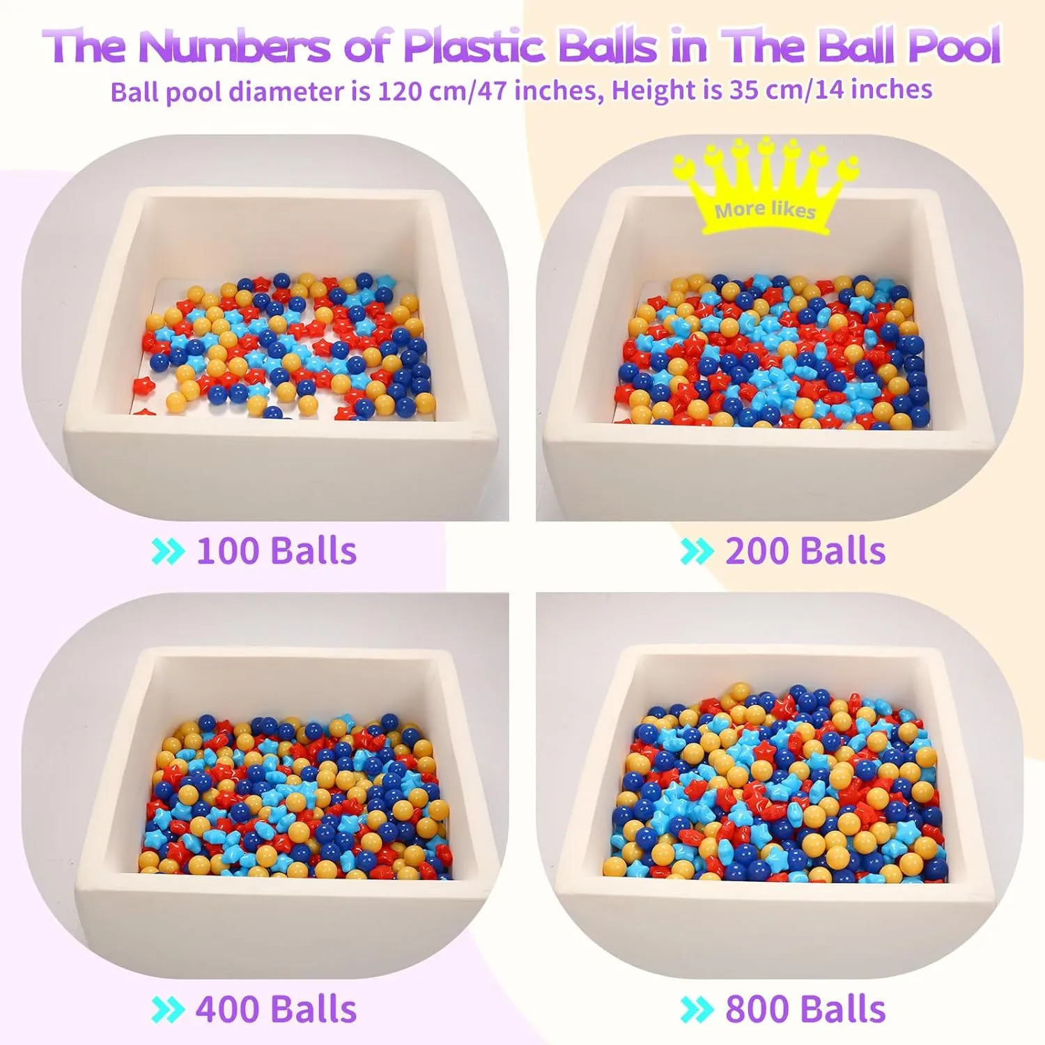 Star Ball Pit Balls for Toddlers Ball Pits, 50 100 200 500 1000 Ball Pit Ball Star Shapes for Kids, Boys Girls Bounce House, Play Tent, Baby Pool, Party Decoration.