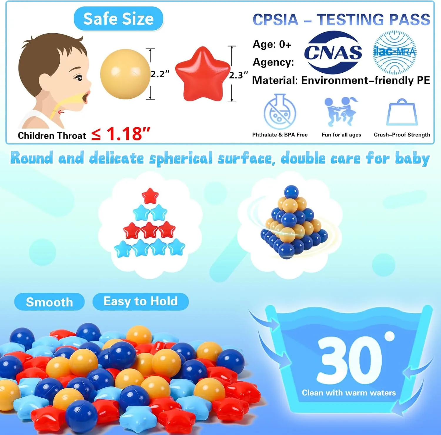 Star Ball Pit Balls for Toddlers Ball Pits, 50 100 200 500 1000 Ball Pit Ball Star Shapes for Kids, Boys Girls Bounce House, Play Tent, Baby Pool, Party Decoration.