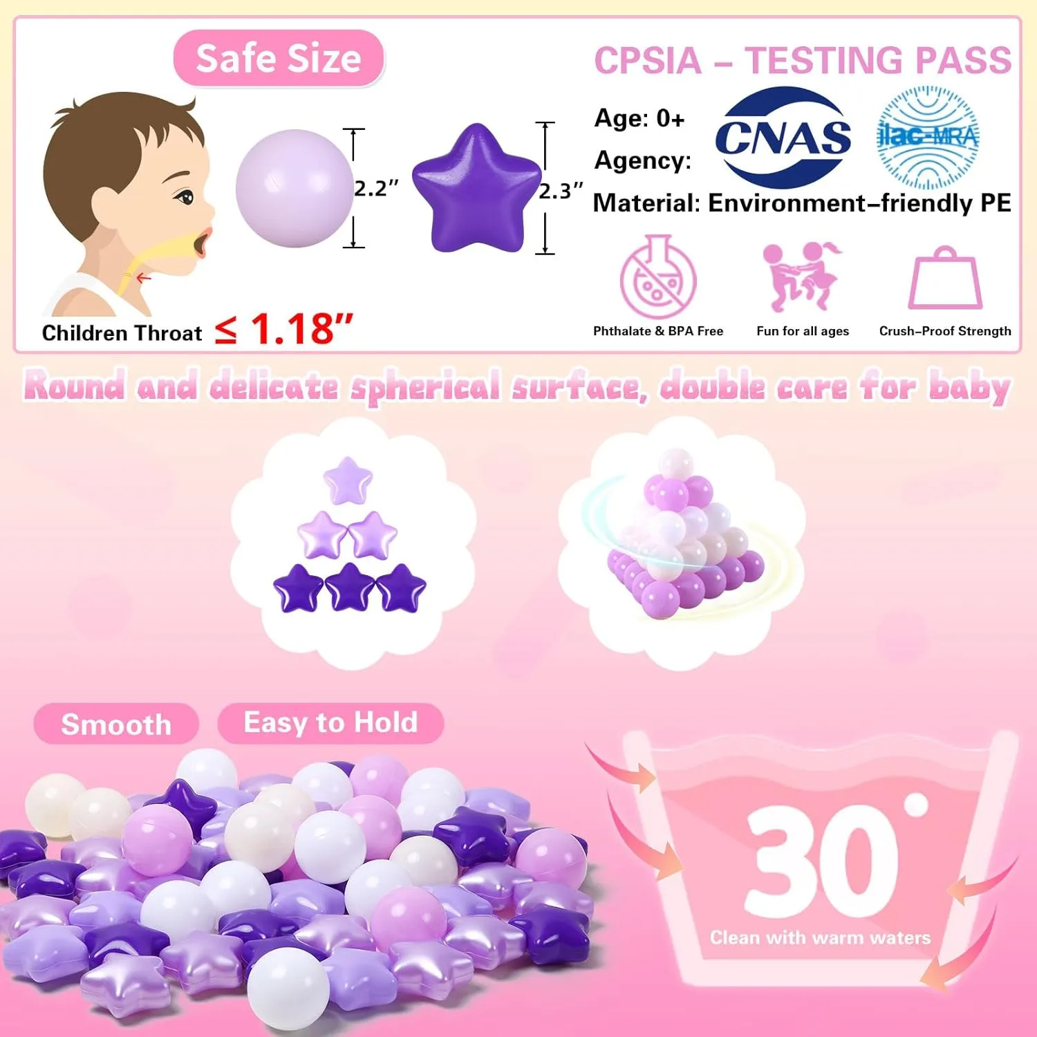 Star Ball Pit Balls for Toddlers Ball Pits, 50 100 200 500 1000 Ball Pit Ball Star Shapes for Kids, Boys Girls Bounce House, Play Tent, Baby Pool, Party Decoration.