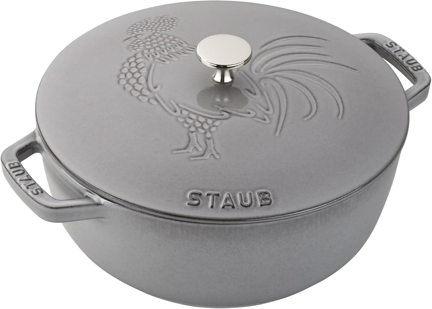 Staub Cast Iron 3.75-qt Essential French Oven Rooster - Graphite Grey, Made in France