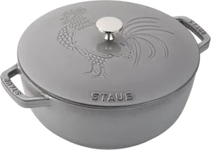 Staub Cast Iron 3.75-qt Essential French Oven Rooster - Graphite Grey, Made in France