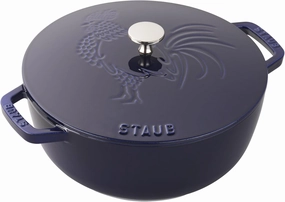 Staub Cast Iron 3.75-qt Essential French Oven Rooster - Dark Blue, Made in France